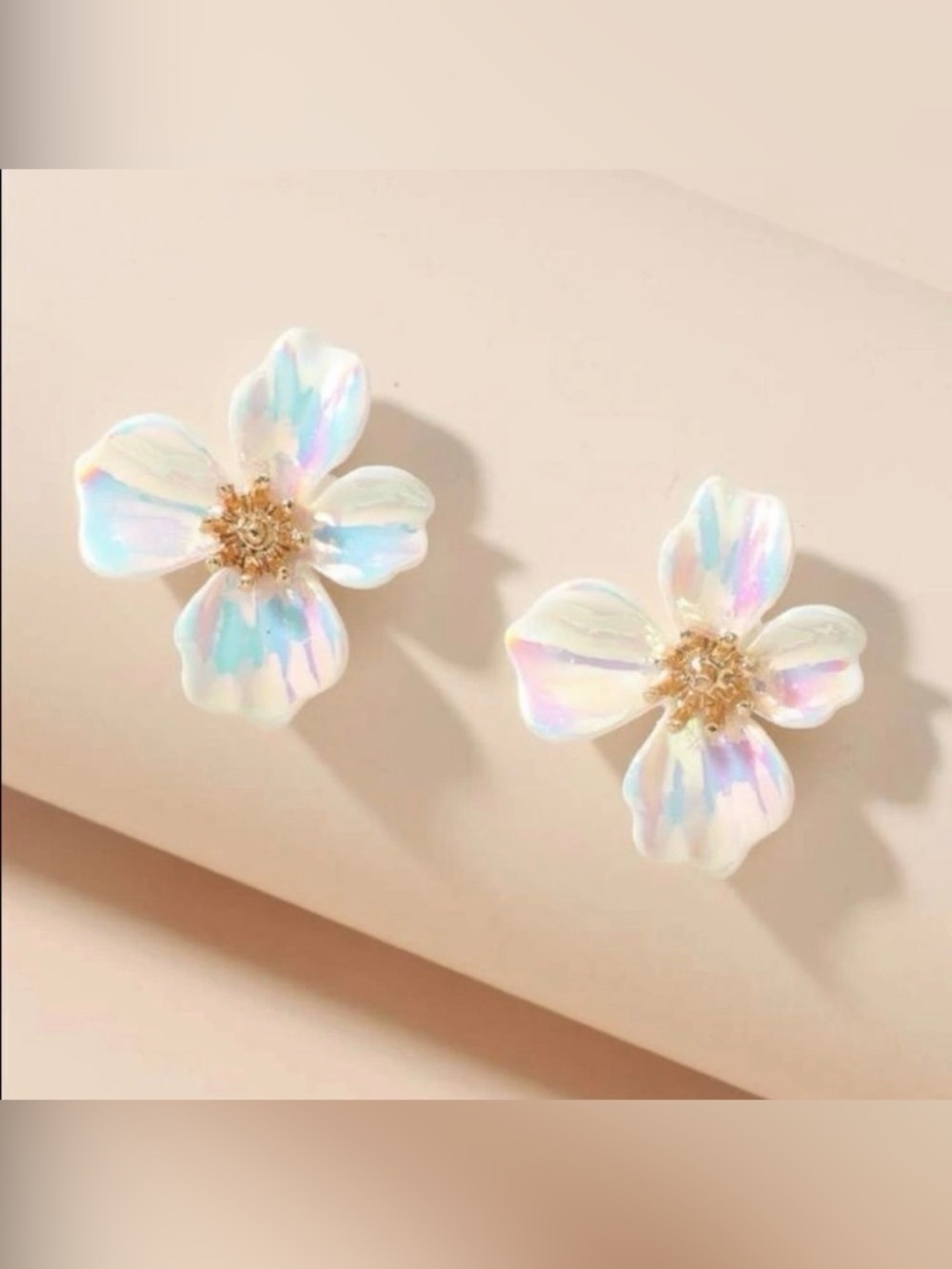 Iridescent Flower Stud Earrings